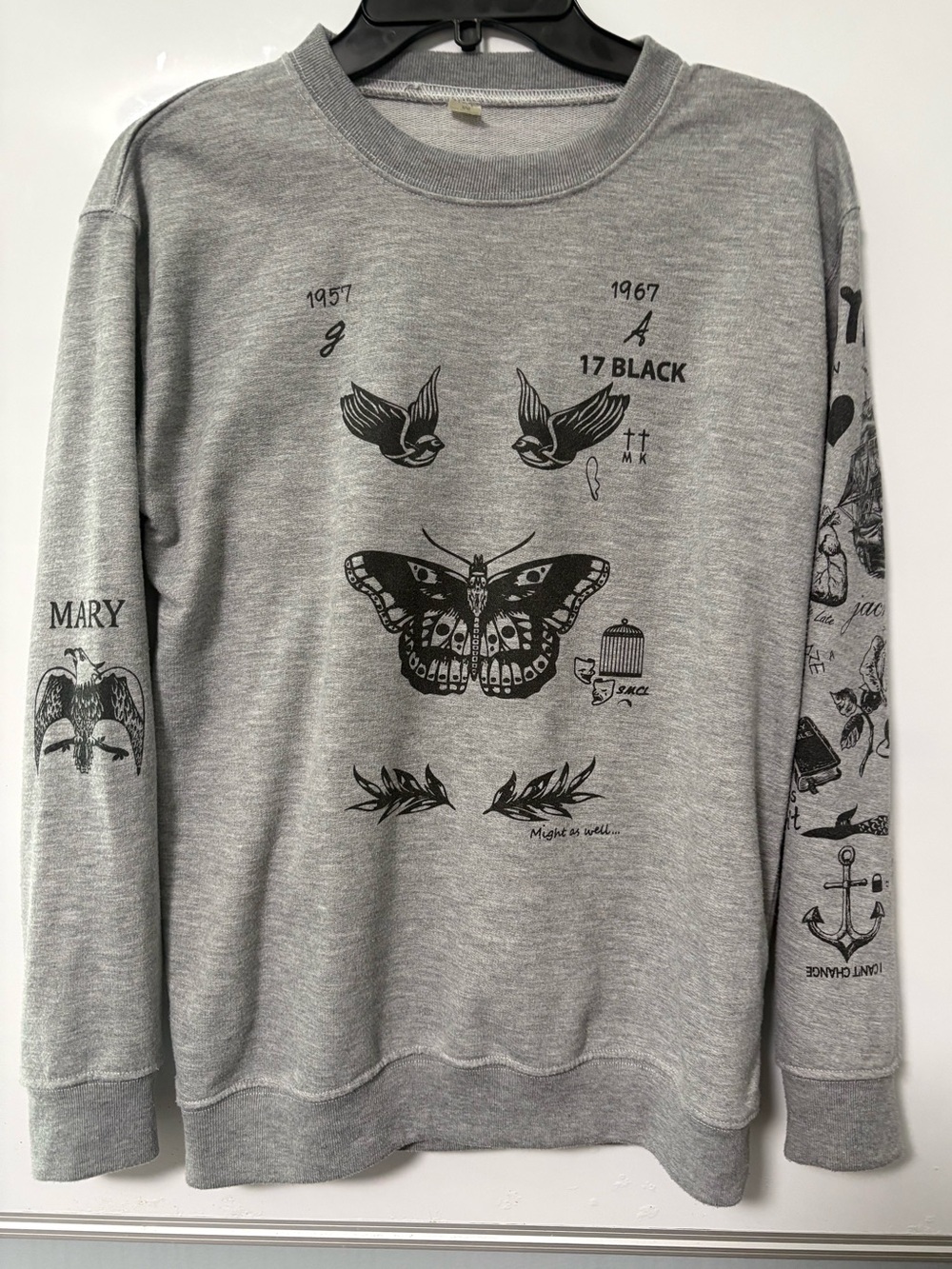 Unbranded Harry Styles Tattoos Gray Graphic light weight Sweatshirt